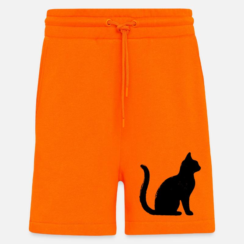 Chat - Silhouette NOIR - Short bio décontracté fabriqué en UE - SUNSET ORANGE