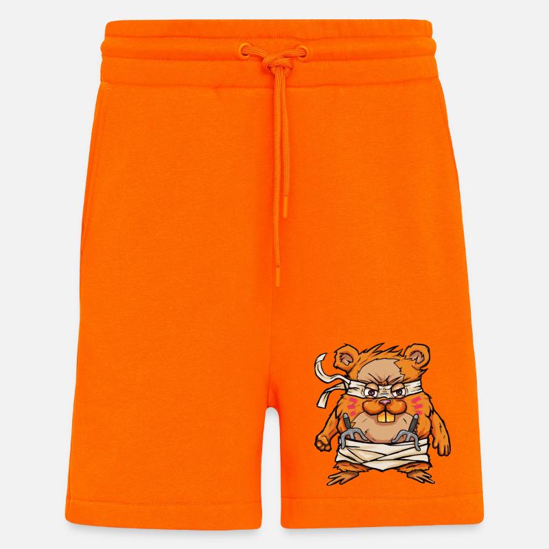 Kawaii Samurai Hamster mit Hamjitsu Schwert - Shorts - made by SPREAD - SUNSET ORANGE