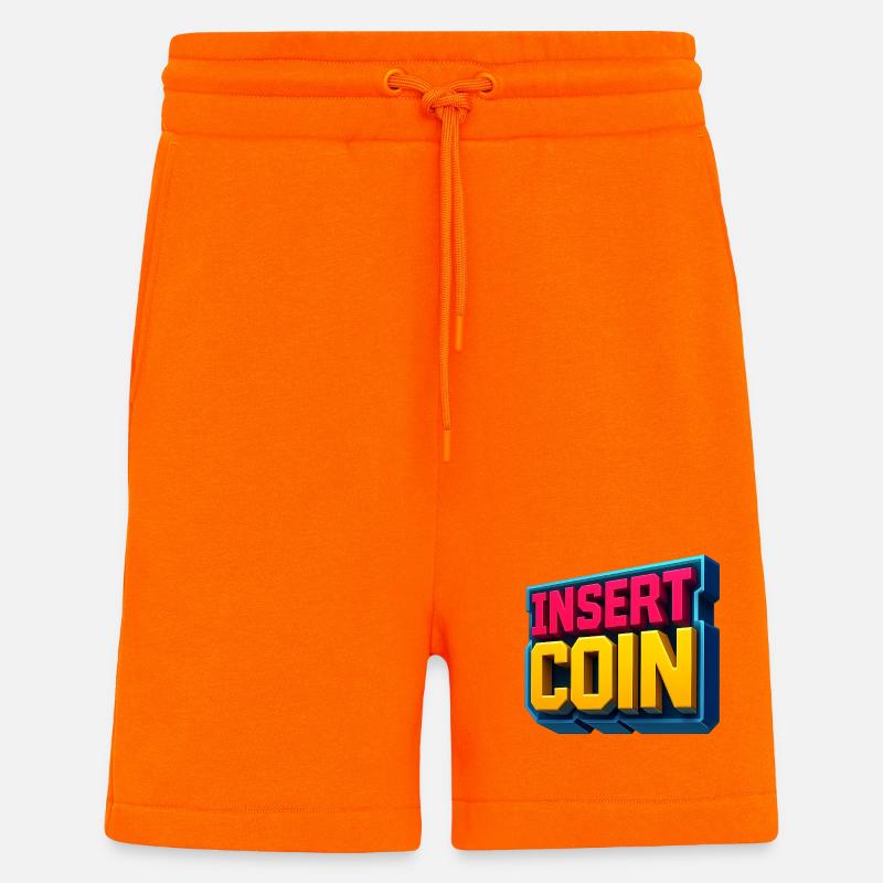 Conception de jeu rétro néon - Short bio décontracté fabriqué en UE - SUNSET ORANGE