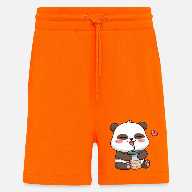 Entzückender Panda trinkt Bubble Tea - Shorts - made by SPREAD - SUNSET ORANGE