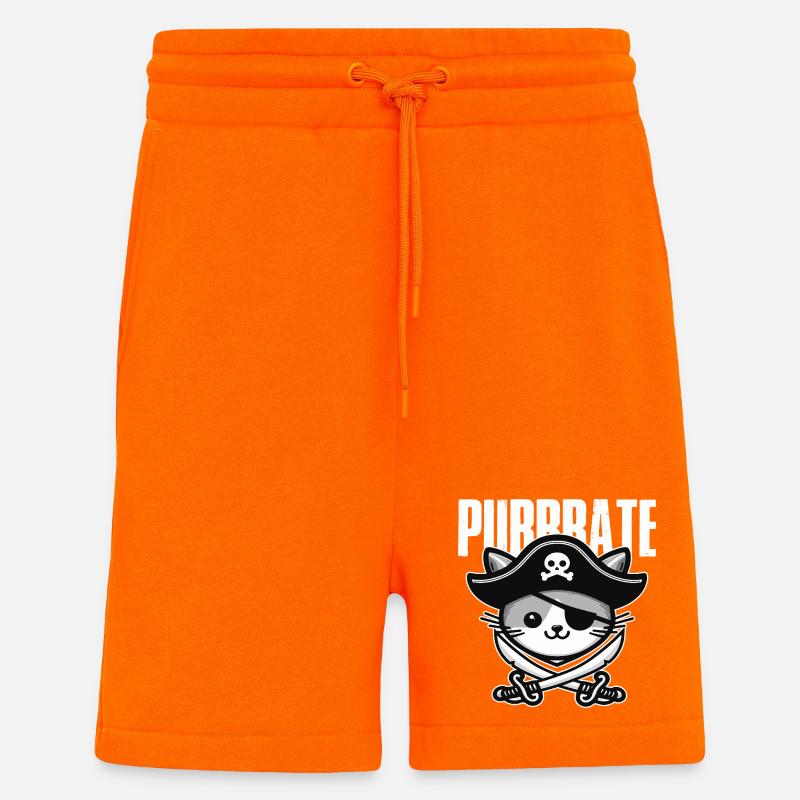 Chat Pirate Tricorne - Short bio décontracté fabriqué en UE - SUNSET ORANGE