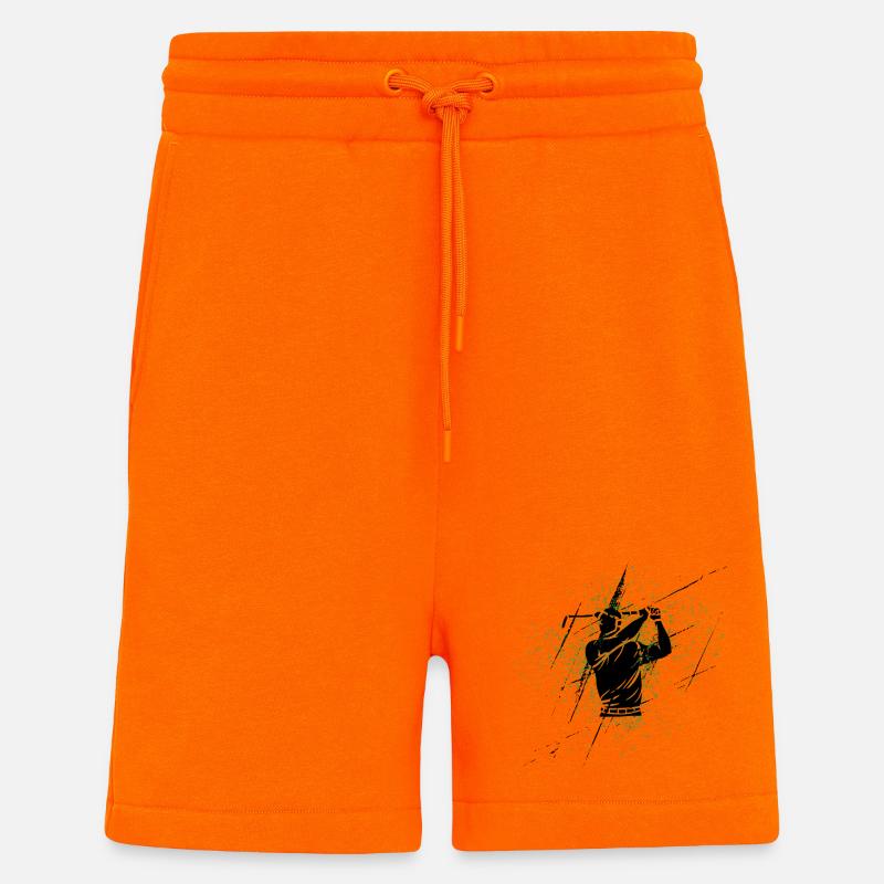 Golfer-Silhouette mit Grünflecken - Shorts - made by SPREAD - SUNSET ORANGE