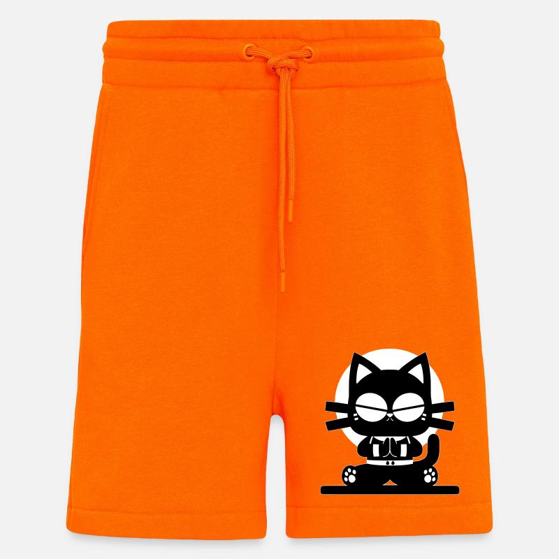Zen Cat Meditation Minimal Design - Shorts - made by SPREAD - SUNSET ORANGE