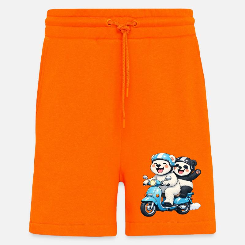 Eisbär und Pandabär auf einem Roller - Shorts - made by SPREAD - SUNSET ORANGE