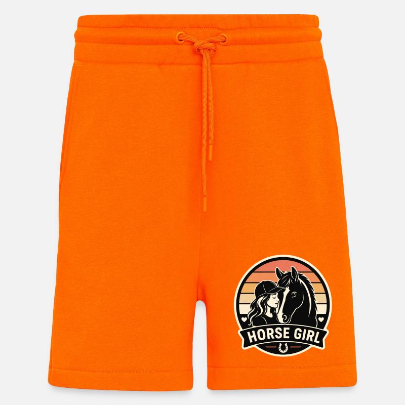 fille cheval - Short bio décontracté fabriqué en UE - SUNSET ORANGE