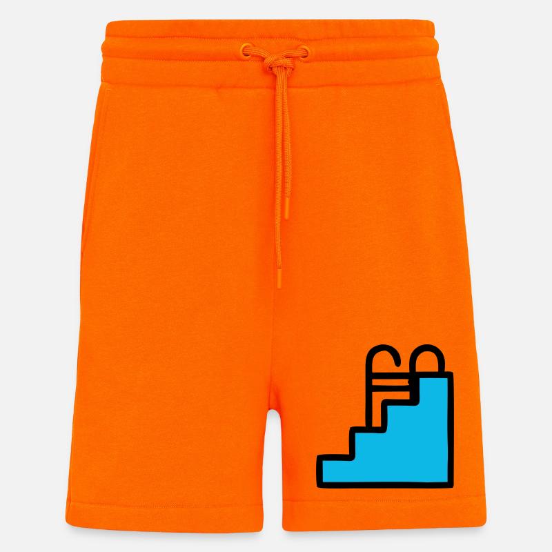 Icône de piscine Échelle de piscine - Short bio décontracté fabriqué en UE - SUNSET ORANGE