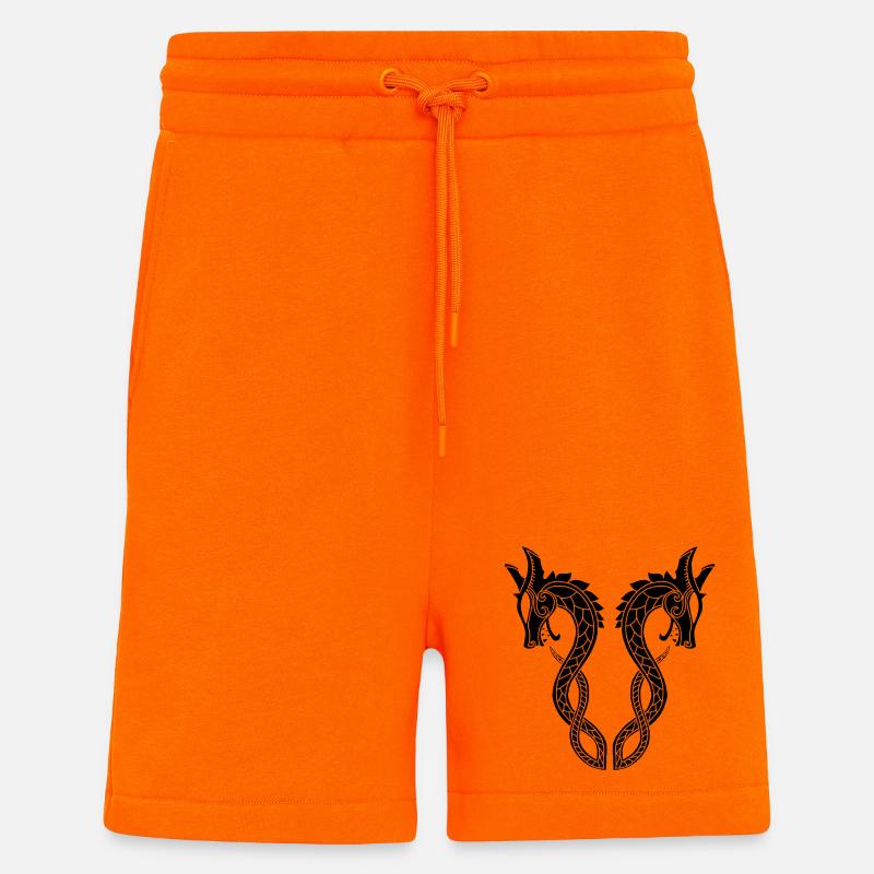 Schwarzer Drache mit zwei Köpfen - Shorts - made by SPREAD - SUNSET ORANGE