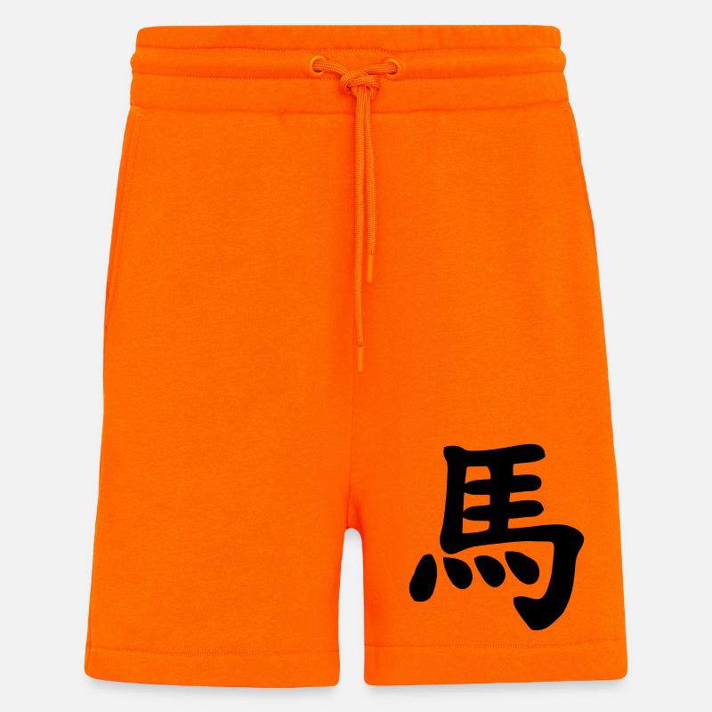 Chinese notebook horse shadow image - Shorts - made by SPREAD - SUNSET ORANGE