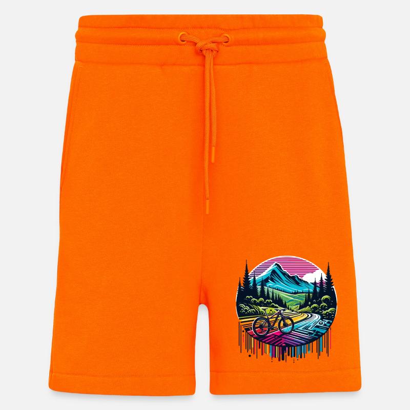 Vibrant Mountain Bicycle Landscape - Shorts - made by SPREAD - SUNSET ORANGE