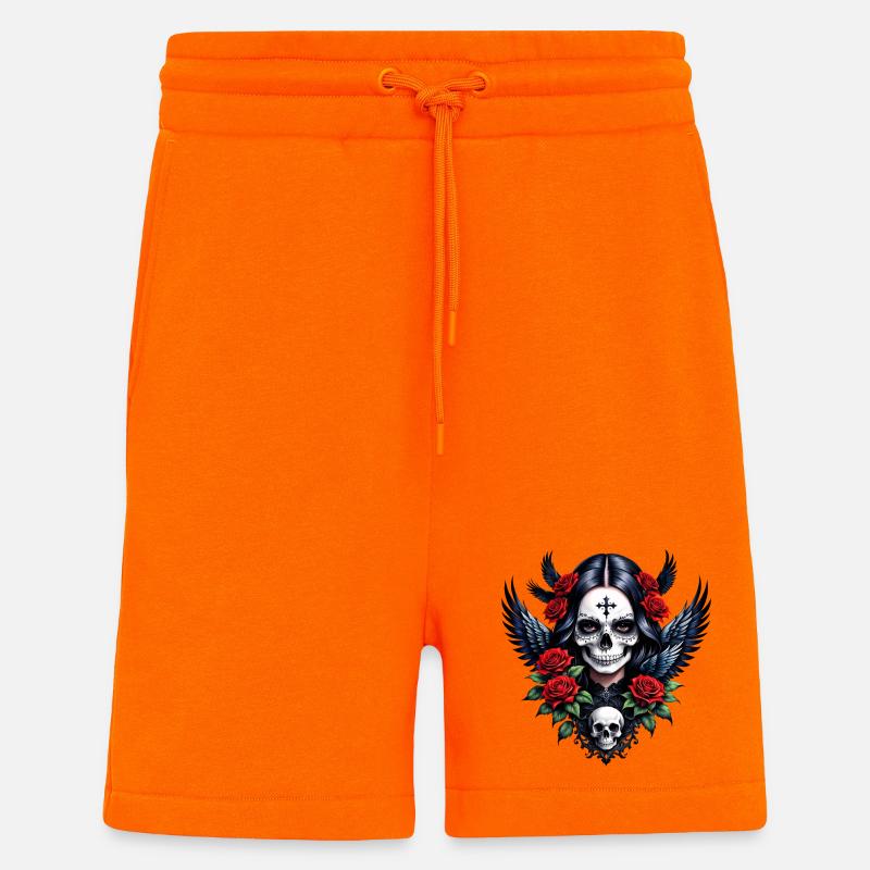 Sugar Skull Engel mit Rosen. - Shorts - made by SPREAD - SUNSET ORANGE