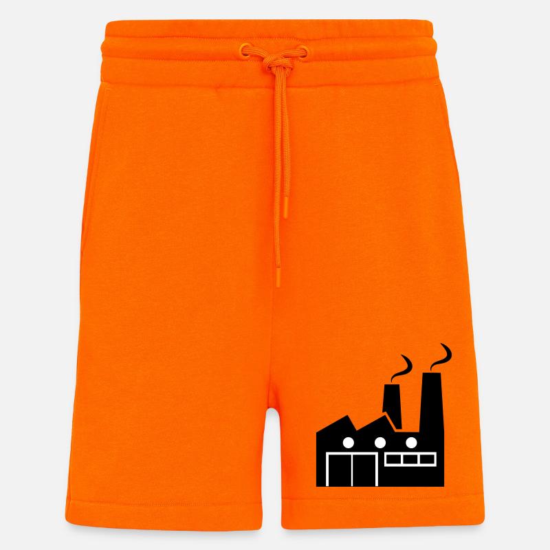 Abstrakte geometrische Linienkunst einer Fabrik - Shorts - made by SPREAD - SUNSET ORANGE
