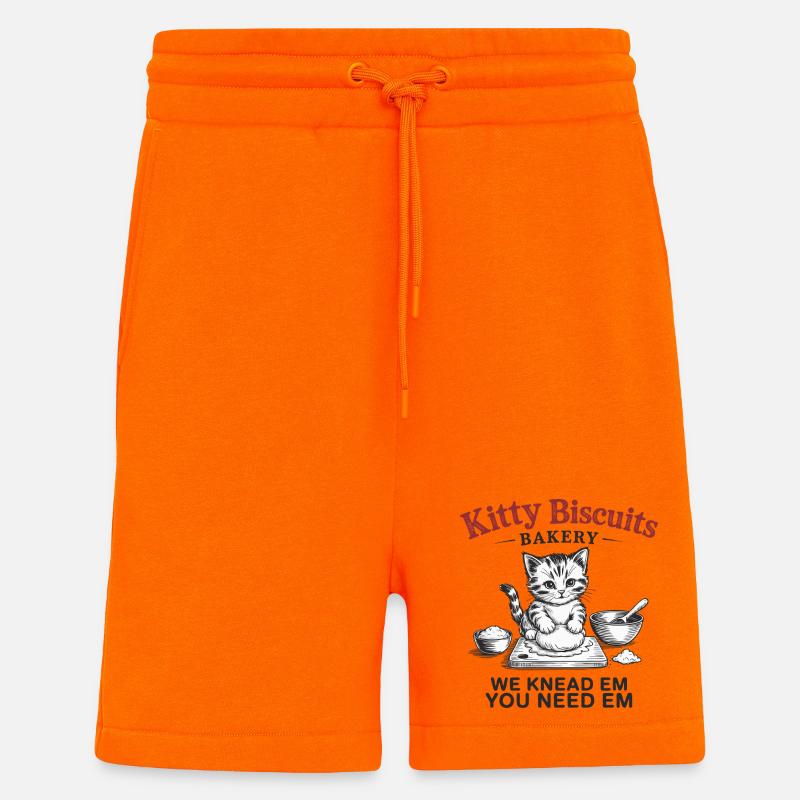 Kitty Biscuits Bakery - We Knead Em, You Need Em - Shorts - made by SPREAD - SUNSET ORANGE