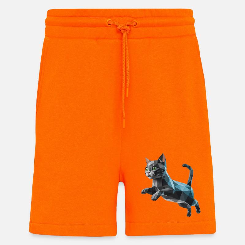 Chaton - Cool Low Poly Logo - Short bio décontracté fabriqué en UE - SUNSET ORANGE