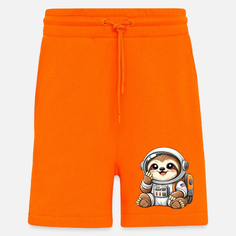 Univers spatial de l’astronaute paresseux mignon - Short bio décontracté fabriqué en UE - SUNSET ORANGE