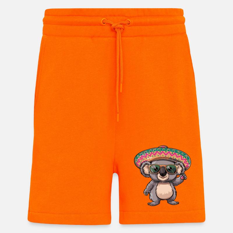Koala Comic Sombrero drôle - Short bio décontracté fabriqué en UE - SUNSET ORANGE