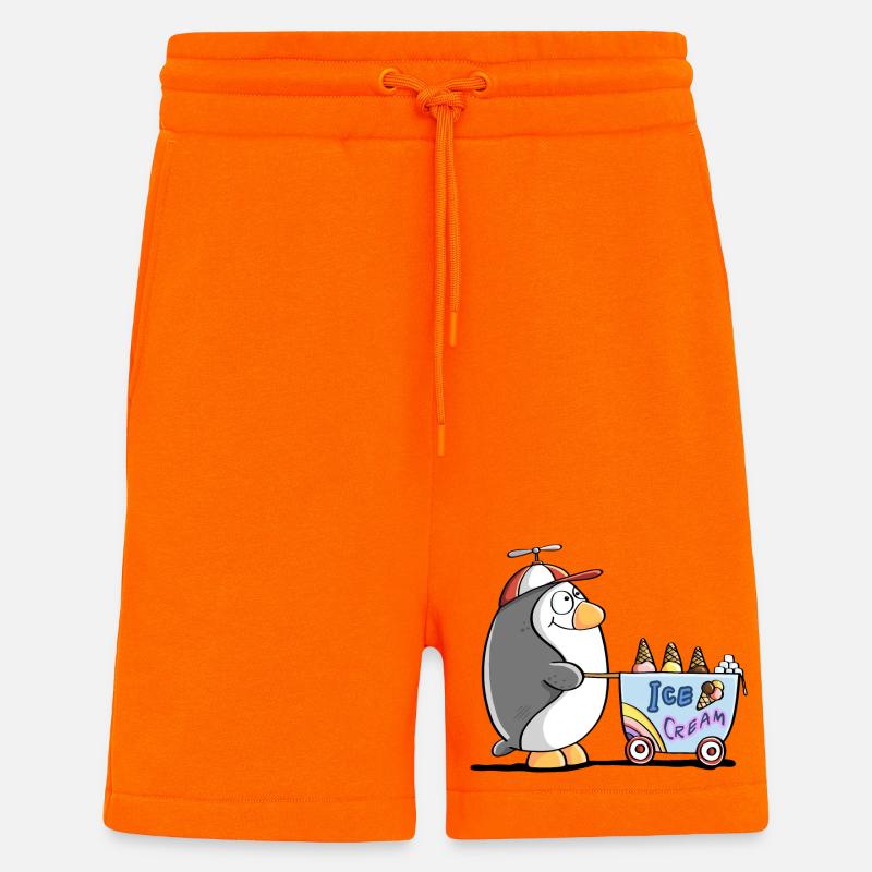 Pinguin Als Eisverkäufer - Eis - Shorts - made by SPREAD - SUNSET ORANGE