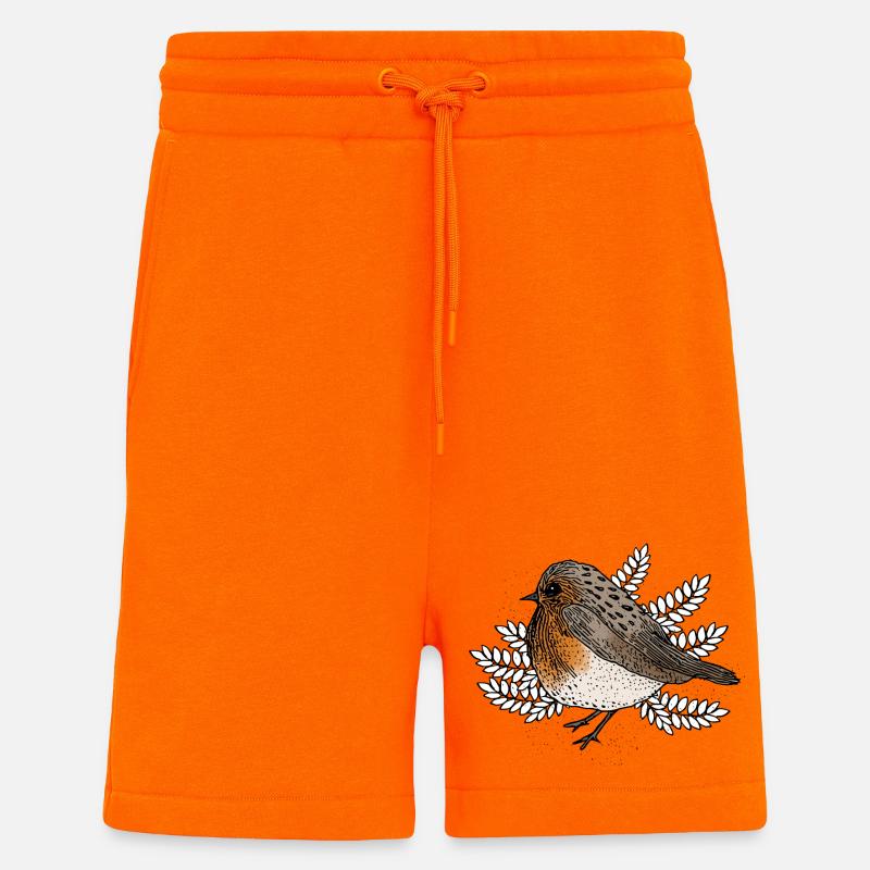 Robins on Branches - Shorts - made by SPREAD - SUNSET ORANGE