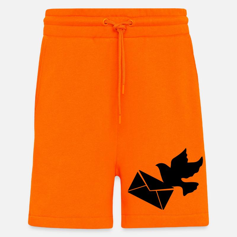 Pigeon voyageur avec une lettre - Short bio décontracté fabriqué en UE - SUNSET ORANGE