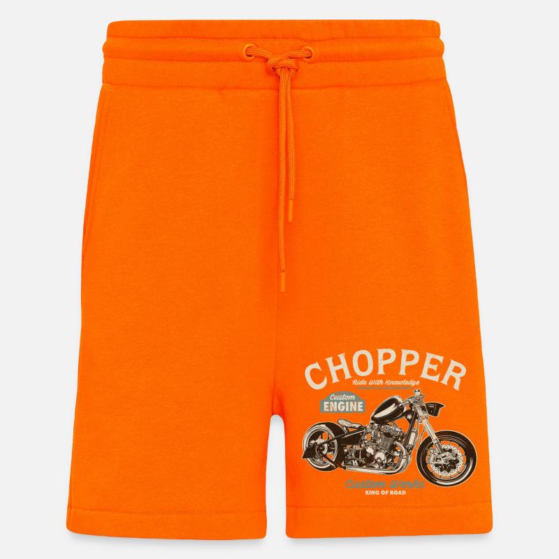 Chopper Custom Engine - Organic relaxed shorts made in EU - SUNSET ORANGE