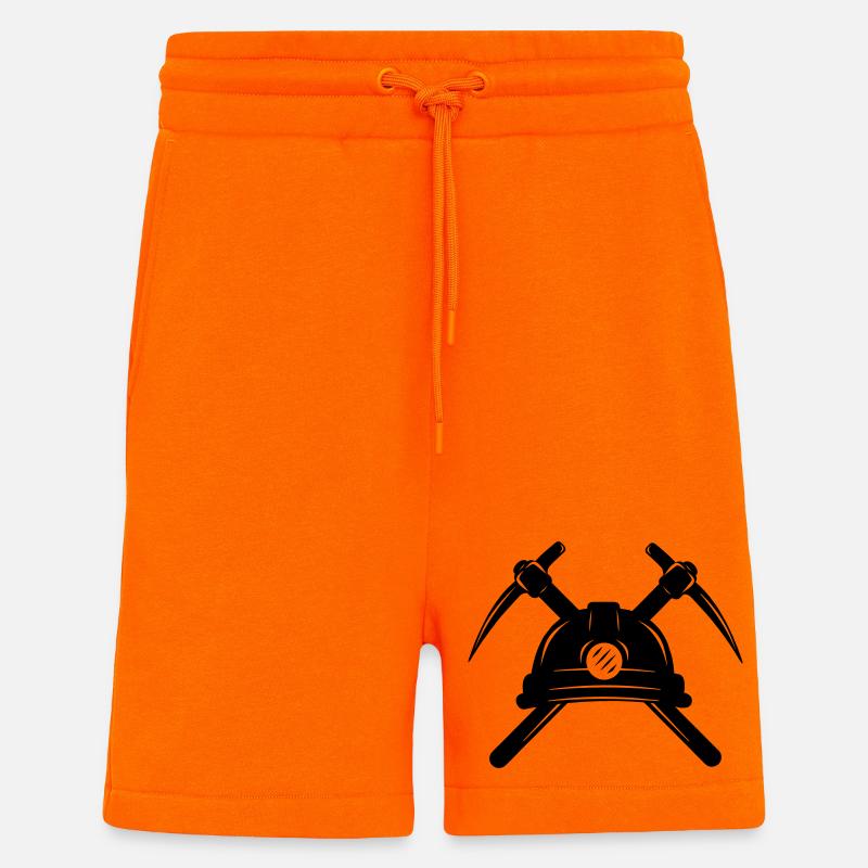 Deux pioches croisées avec casque - Short bio décontracté fabriqué en UE - SUNSET ORANGE