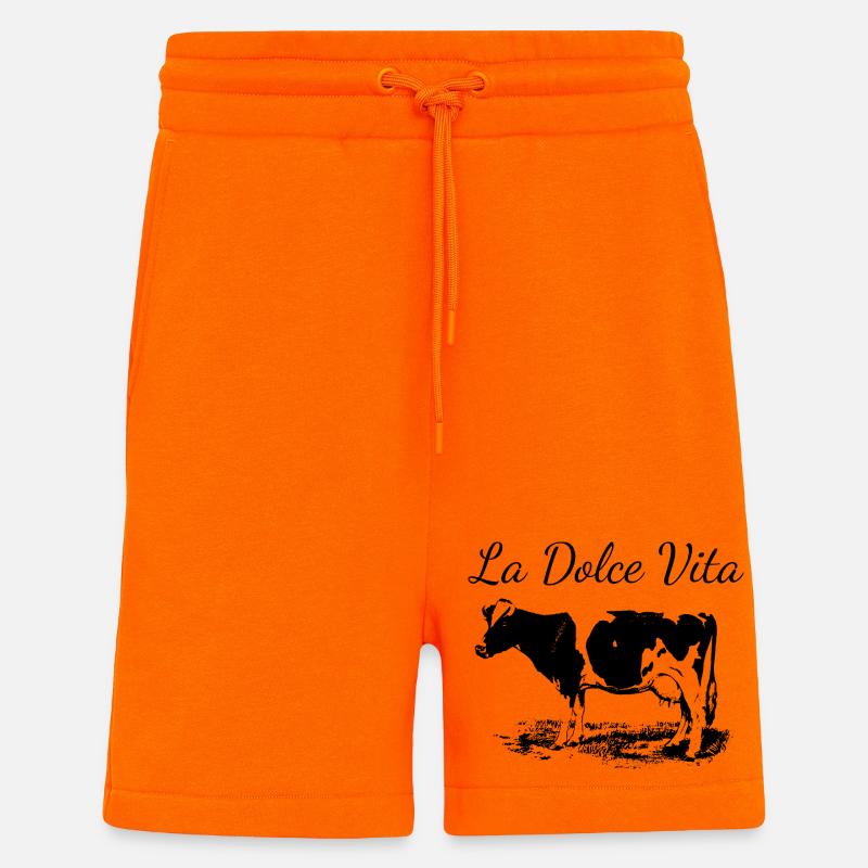 Vache laitière de la dolce vita - Short bio décontracté fabriqué en UE - SUNSET ORANGE