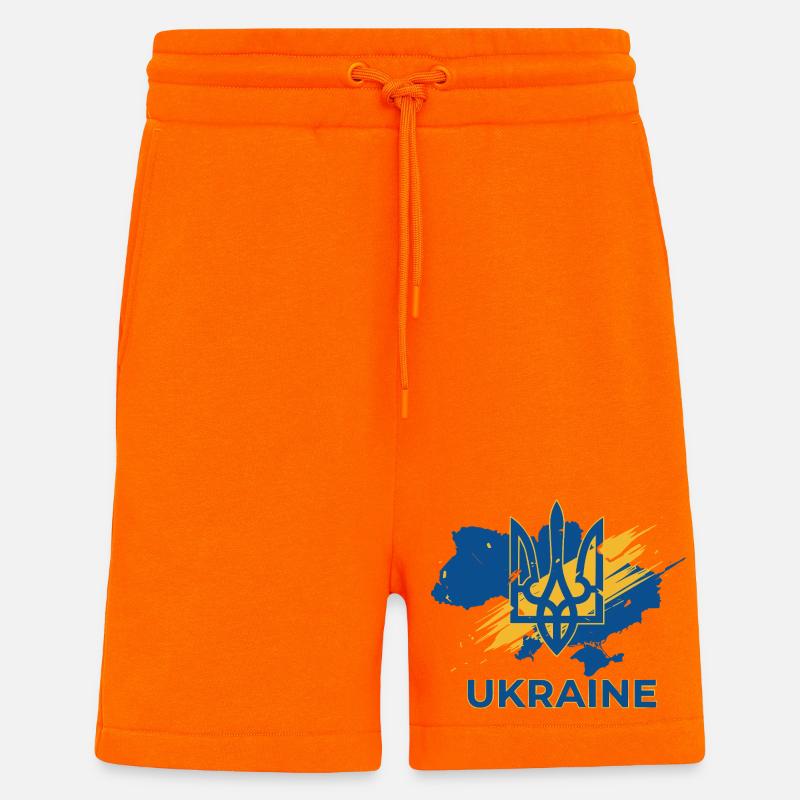 Impression du logo Trident Wave Ukraine - Short bio décontracté fabriqué en UE - SUNSET ORANGE
