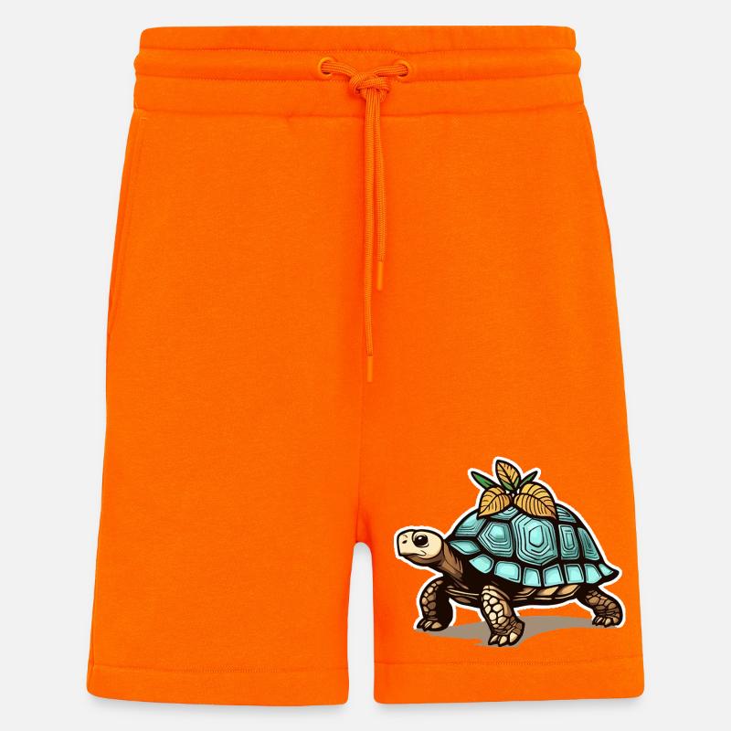 Schildkröte mit blauem Panzer & Blättern - Shorts - made by SPREAD - SUNSET ORANGE
