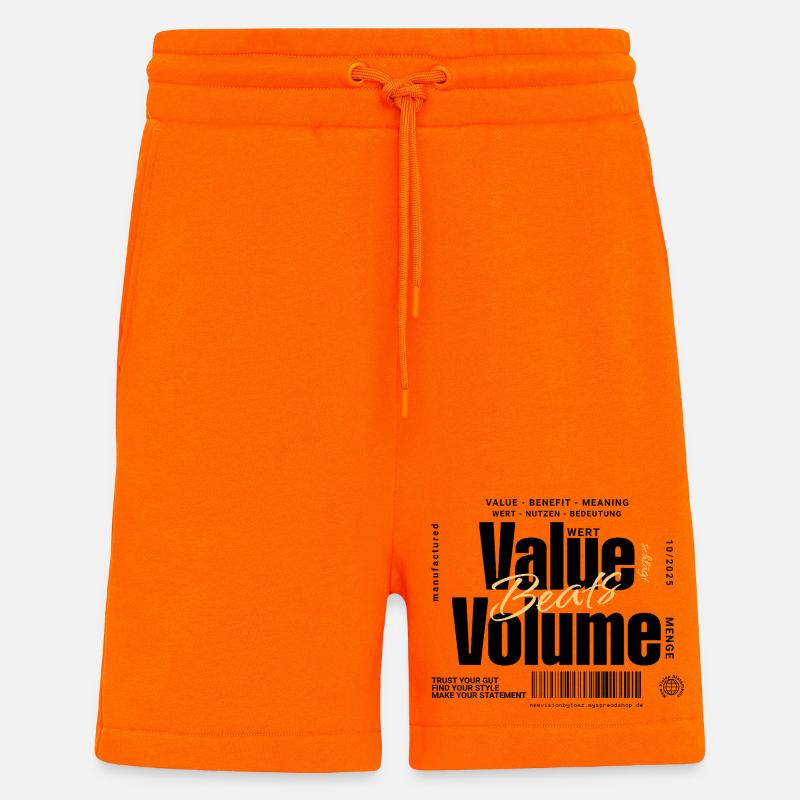 Value Beats Volume – Statement Design (Hell) - Shorts - made by SPREAD - SUNSET ORANGE
