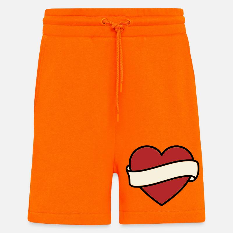 Tattoo Heart Banner Scroll Vector - Shorts - made by SPREAD - SUNSET ORANGE