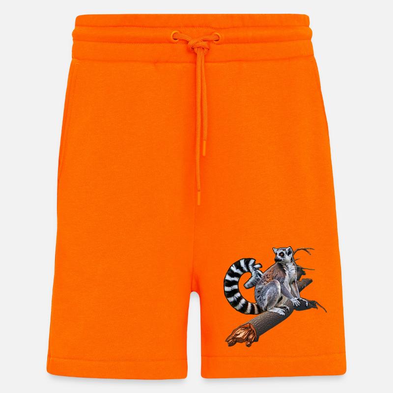 Lémuriens à queue annelée - Short bio décontracté fabriqué en UE - SUNSET ORANGE