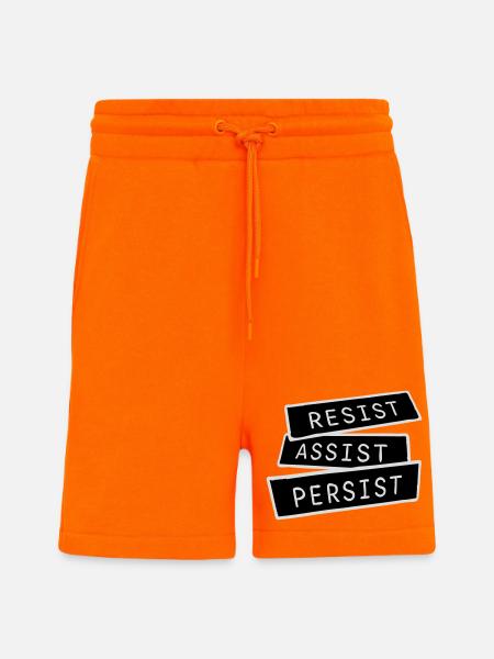 Resist Assist Persist Activism Motivation Logo - Shorts - made by SPREAD - SUNSET ORANGE