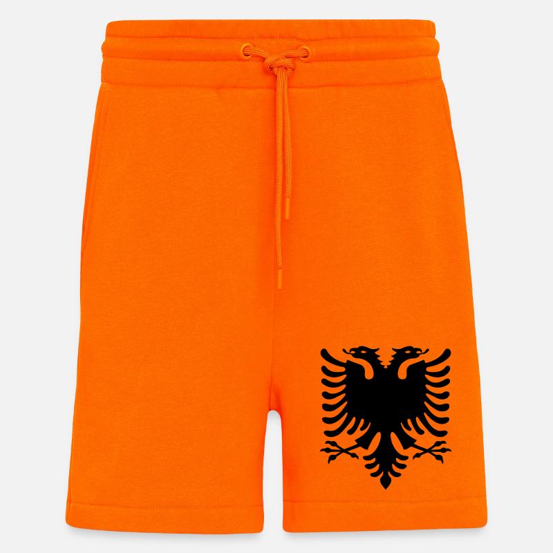 Shqiponja - Doppelkopf Adler - Short bio décontracté fabriqué en UE - SUNSET ORANGE