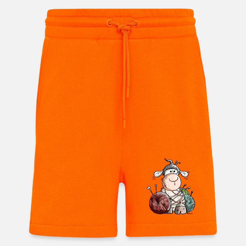 Mouton avec une boule de laine - Short bio décontracté fabriqué en UE - SUNSET ORANGE