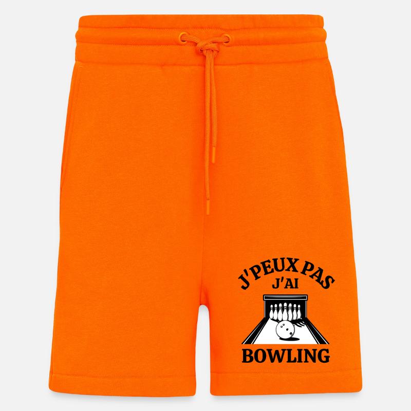 bowling, strike, fan de bowling - Short bio décontracté fabriqué en UE - SUNSET ORANGE