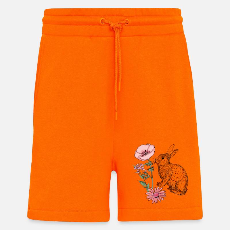 Lapin de Pâques Joyeuses Pâques - Short bio décontracté fabriqué en UE - SUNSET ORANGE