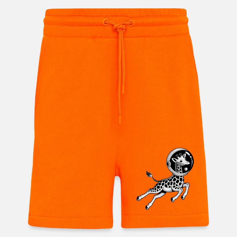 Giraffe in Space - Cool Astonomy Logo - Shorts - made by SPREAD - SUNSET ORANGE