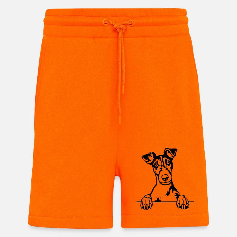 Tête de Fox Terrier - Short bio décontracté fabriqué en UE - SUNSET ORANGE