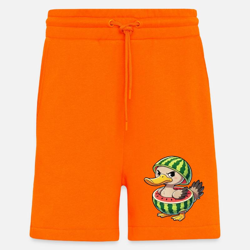 Grumpy duck with watermelon summer design - Shorts - made by SPREAD - SUNSET ORANGE