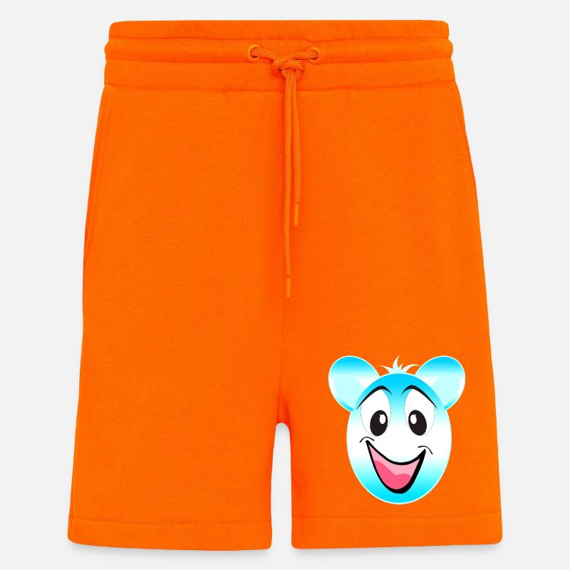 Mascotte joyeuse de l’ours bleu-blanc - Short bio décontracté fabriqué en UE - SUNSET ORANGE