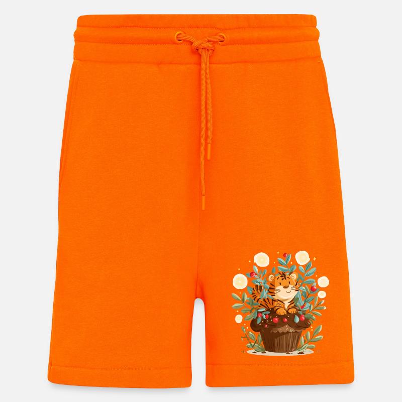 Kuscheltiger im Blumenkorb - Shorts - made by SPREAD - SUNSET ORANGE