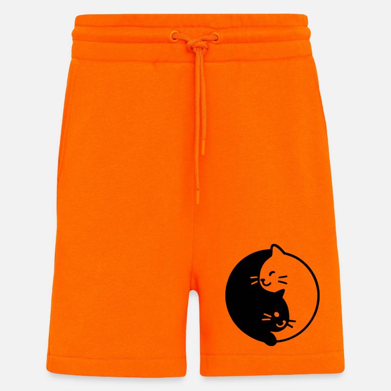 Duo de chats Yin et Yang - Short bio décontracté fabriqué en UE - SUNSET ORANGE