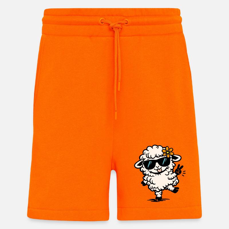 Mouton dansant – Illustration drôle avec style - Short bio décontracté fabriqué en UE - SUNSET ORANGE