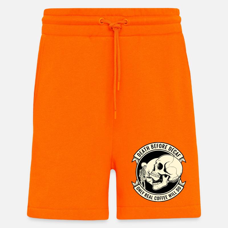 Death Before Decaf Skull Kaffee - Shorts - made by SPREAD - SUNSET ORANGE