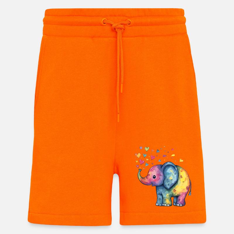 Regenbogen Elefant mit Herzfunken - Shorts - made by SPREAD - SUNSET ORANGE