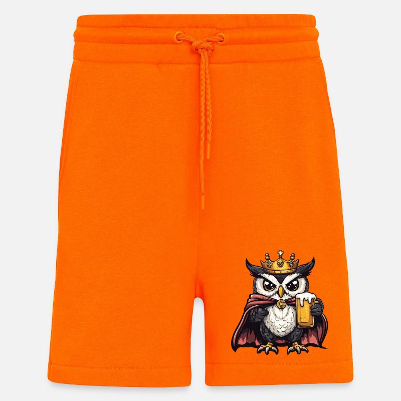 Re della Birra Gufo - Pantaloncini ecologici casual Made in UE - SUNSET ORANGE