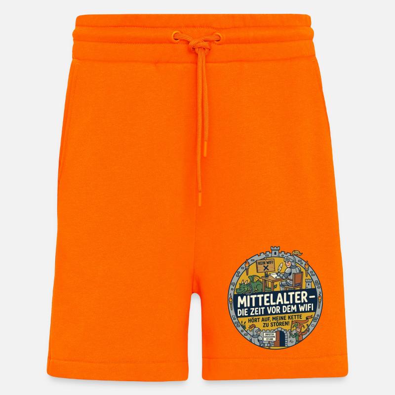 Mittelalter kein WLAN lustiger Spruch - Shorts - made by SPREAD - SUNSET ORANGE