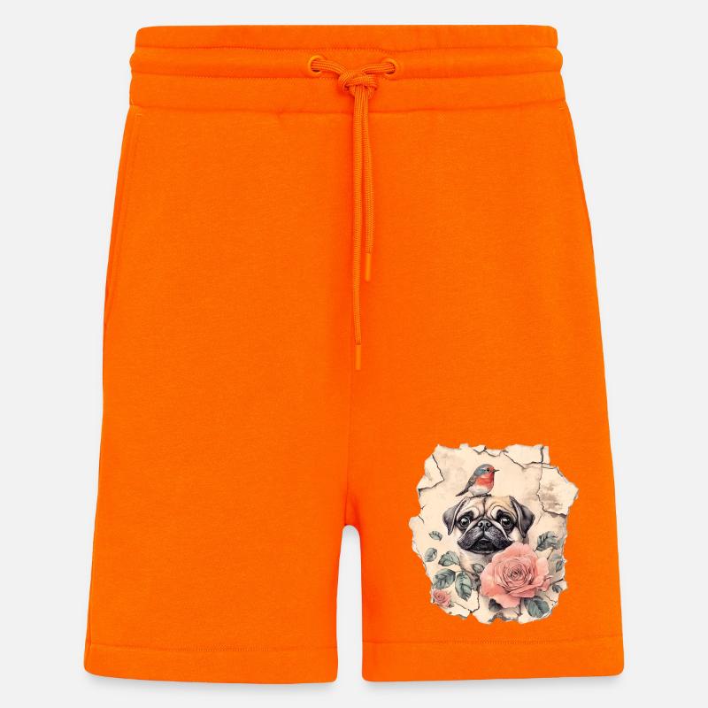 Pug ja punarinnat - Organic Relaxed shortsit Made in EU - SUNSET ORANGE
