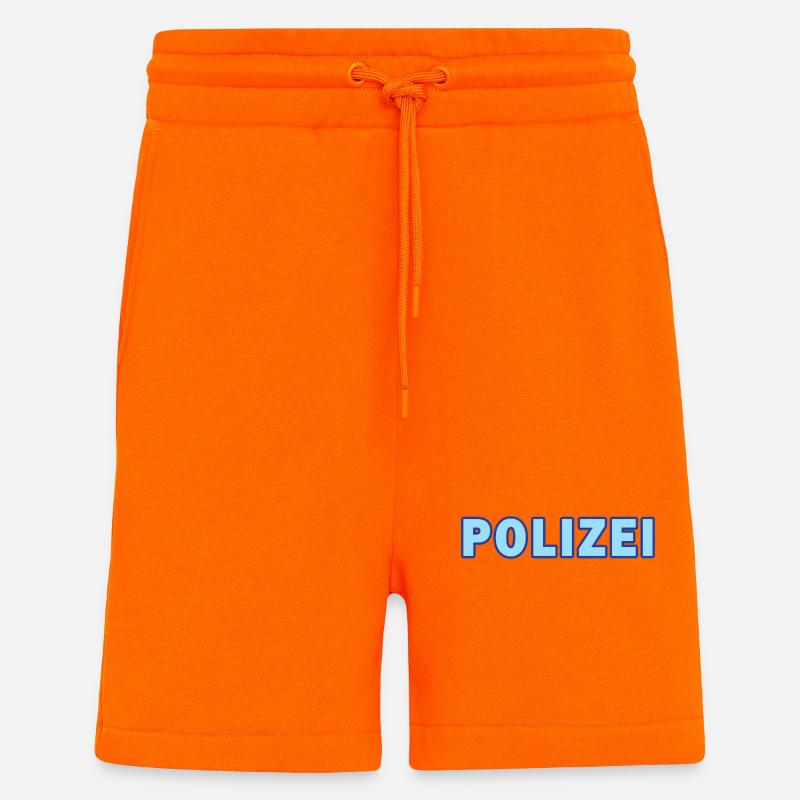 Polizei blockiert Neontext - Shorts - made by SPREAD - SUNSET ORANGE