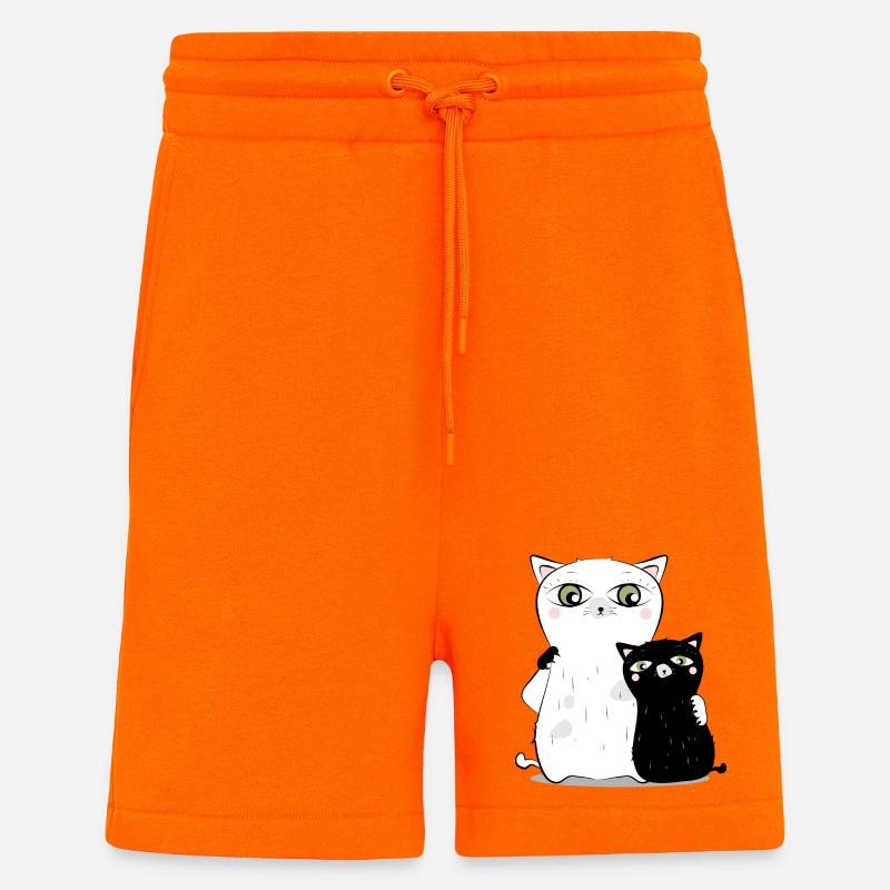 Chat Blanc & chat noir - Short bio décontracté fabriqué en UE - SUNSET ORANGE