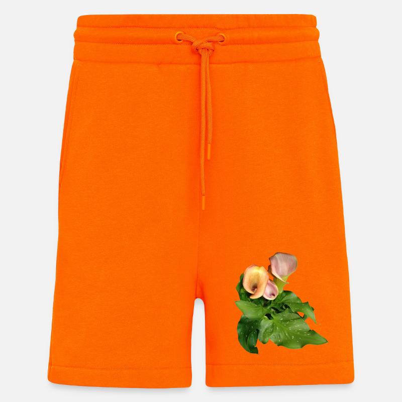 Fleurs de Calla en vert - Short bio décontracté fabriqué en UE - SUNSET ORANGE